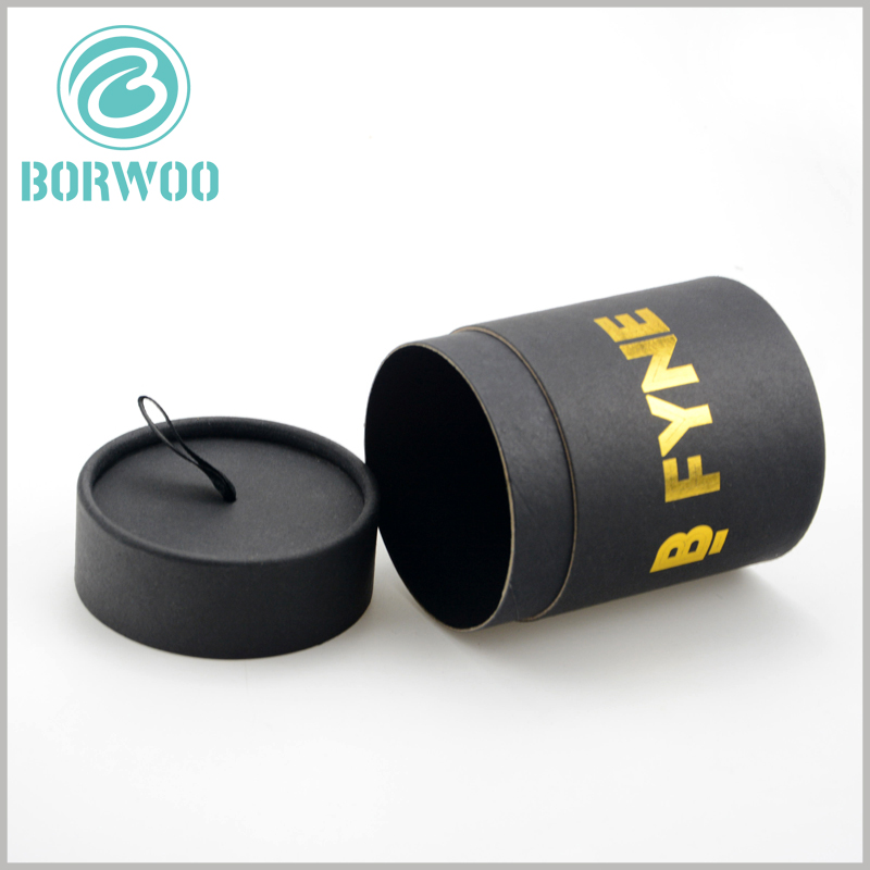 large black paper tube packaging with bronzing bronzing logo.Custom large black cardboard round tube packaging with paper lids wholesale
