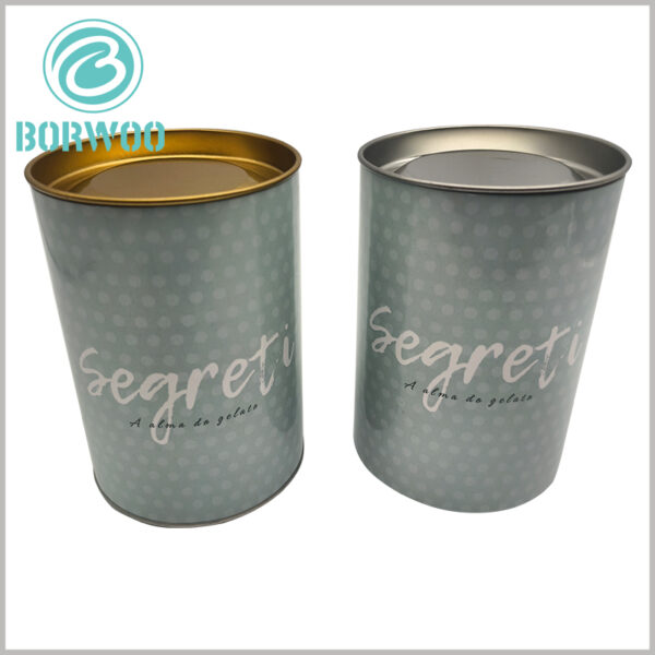large ice cream paper tube packaging with metal lid, the lid has options such as gold and silver, you can choose according to your actual needs.