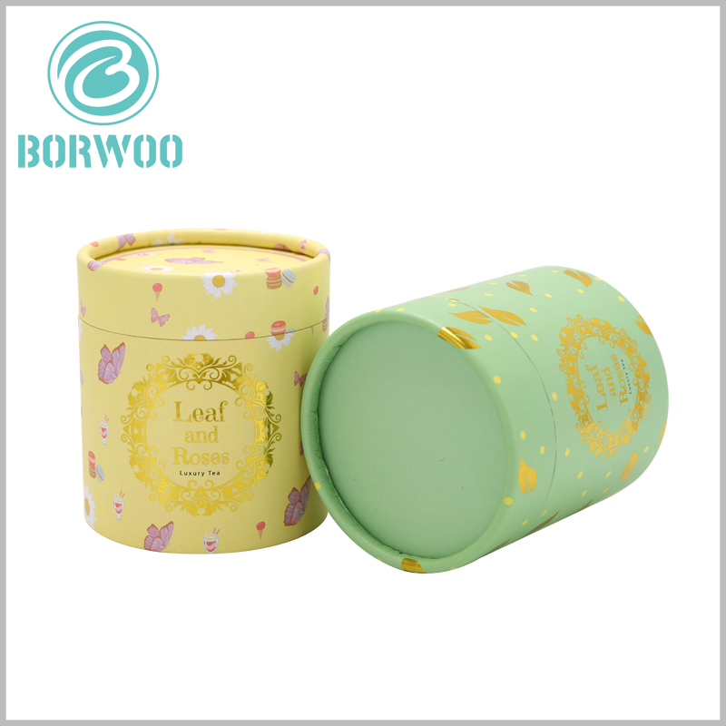 luxury fancy cardboard food tube packaging for tea boxes.Hot stamping adds to the luxury of packaging