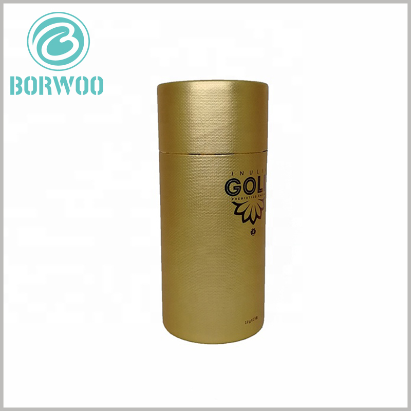 luxury gold paper tube packaging with logo. The artistic paper tube packaging design has greatly enhanced the attractiveness of the product and formed a favorable competitive advantage.