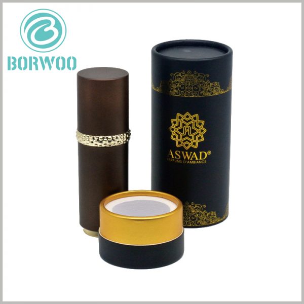 luxury small cardboard tubes packaging for perfume boxes.Bronzing printing makes the package display better and more luxurious and high-end