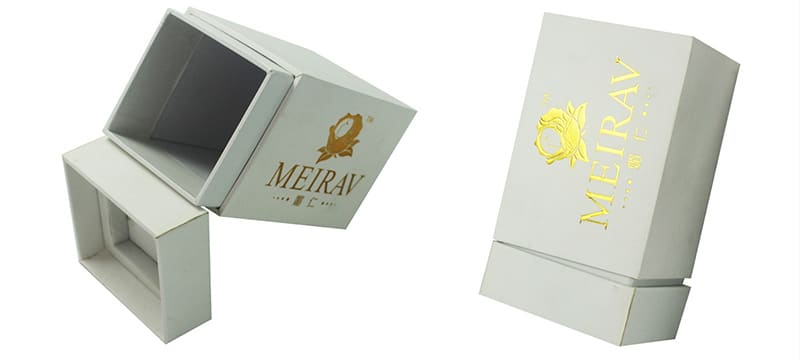 custom luxury white perfume cardboard boxes packaging with bronzing logo