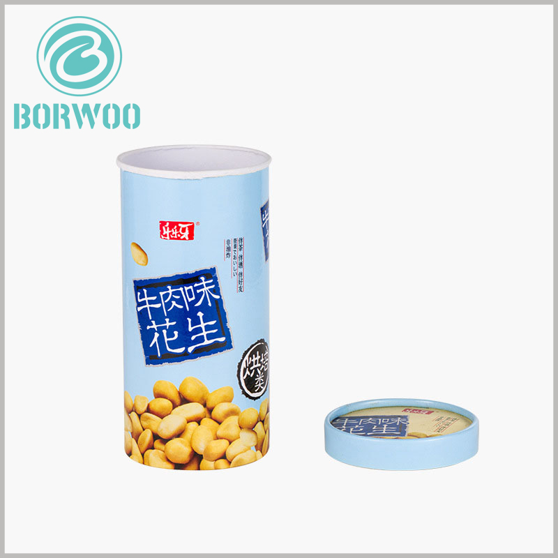 peanut packaging boxes custom.cardboard paper tube packaging surface printed fried peanuts pattern, very attractive