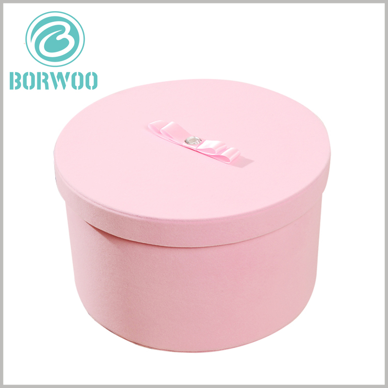 pink large cardboard round boxes with lids wholesale.Can be used as a ladies hat boxes packaging