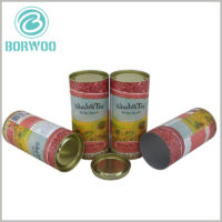 printable paper tube tea packaging.Customized paper tubes tea packaging with metal lids, food grade tin foil on the inner wall of the paper tube can effectively isolate oxygen, moisture and other pollution