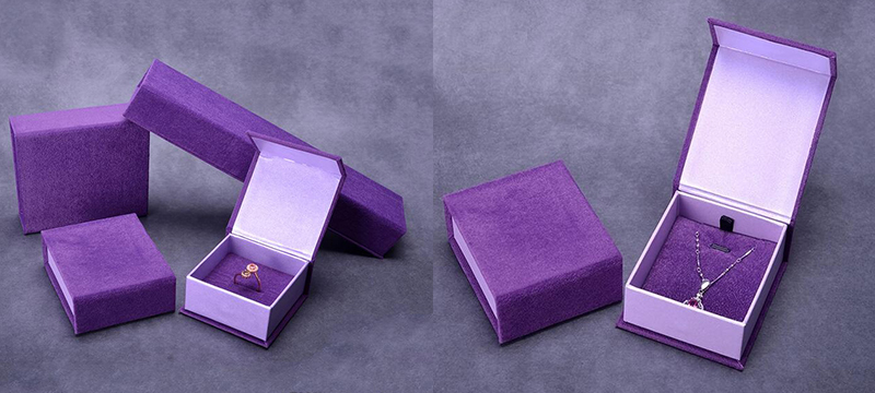 custom purple square cardboard jewelry boxes packaging wholesale