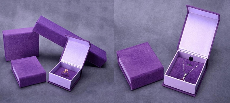 custom purple square cardboard jewelry boxes packaging wholesale