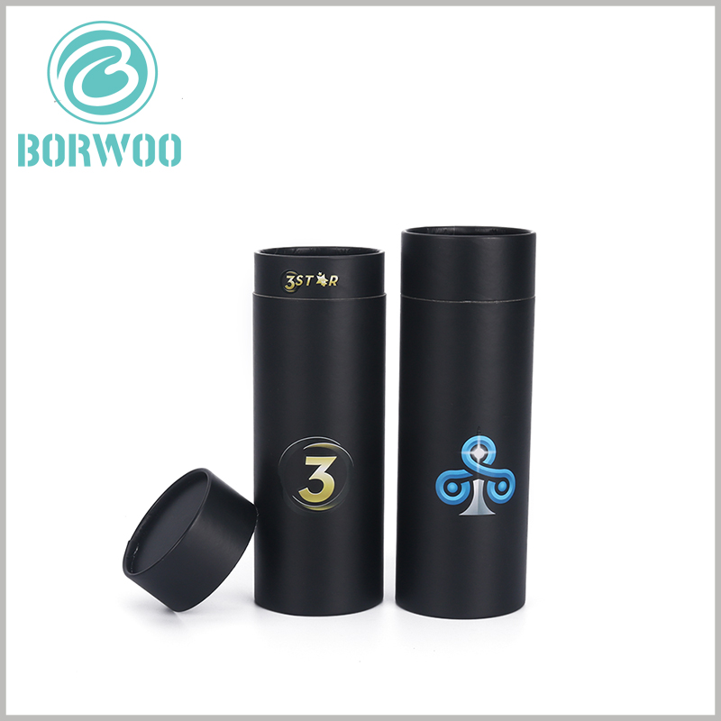 quality black cardboard tubes packaging boxes with logo.Black packaging represents the rigor of the product