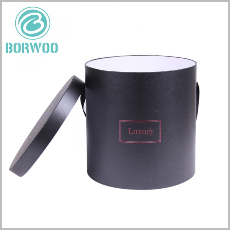 Black large round cardboard boxes with lids wholesale Tube boxes