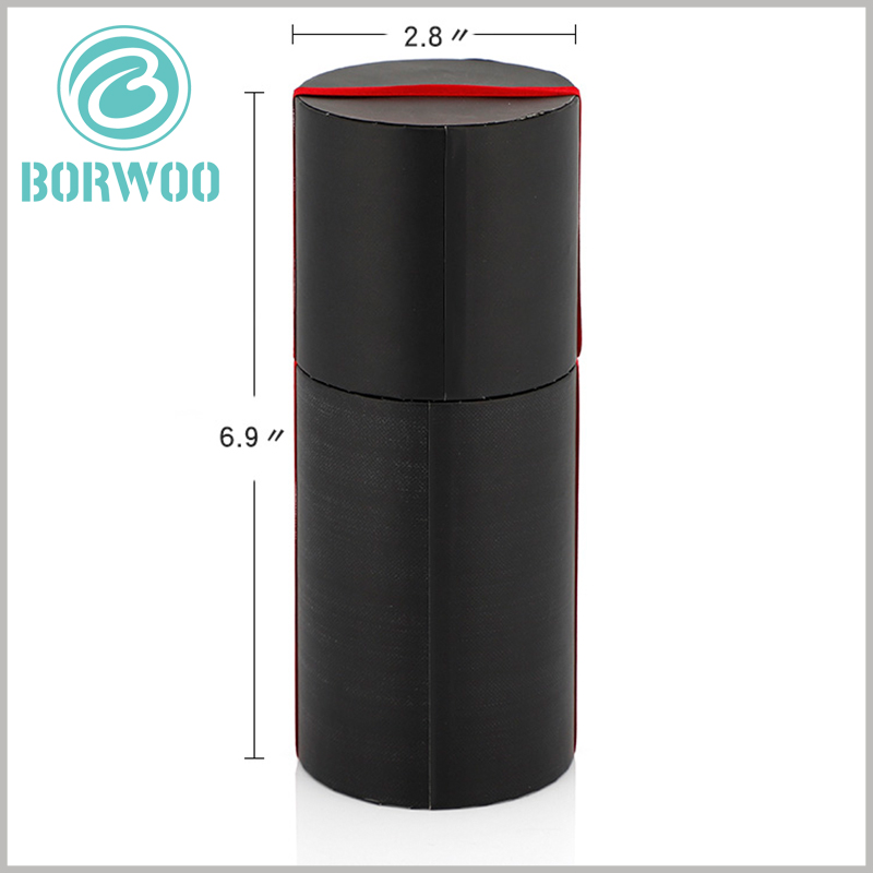 simple design of black cardboard tubes packaging boxes.The reference paper tube height is 6.9 inches and the diameter is 2.8 inches.