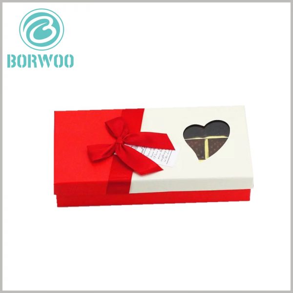 small cardboard chocolate boxes with heart-shaped window wholesale.Heart-shaped clear PVC window, customers will be able to see part of the chocolate style inside the box through the window.