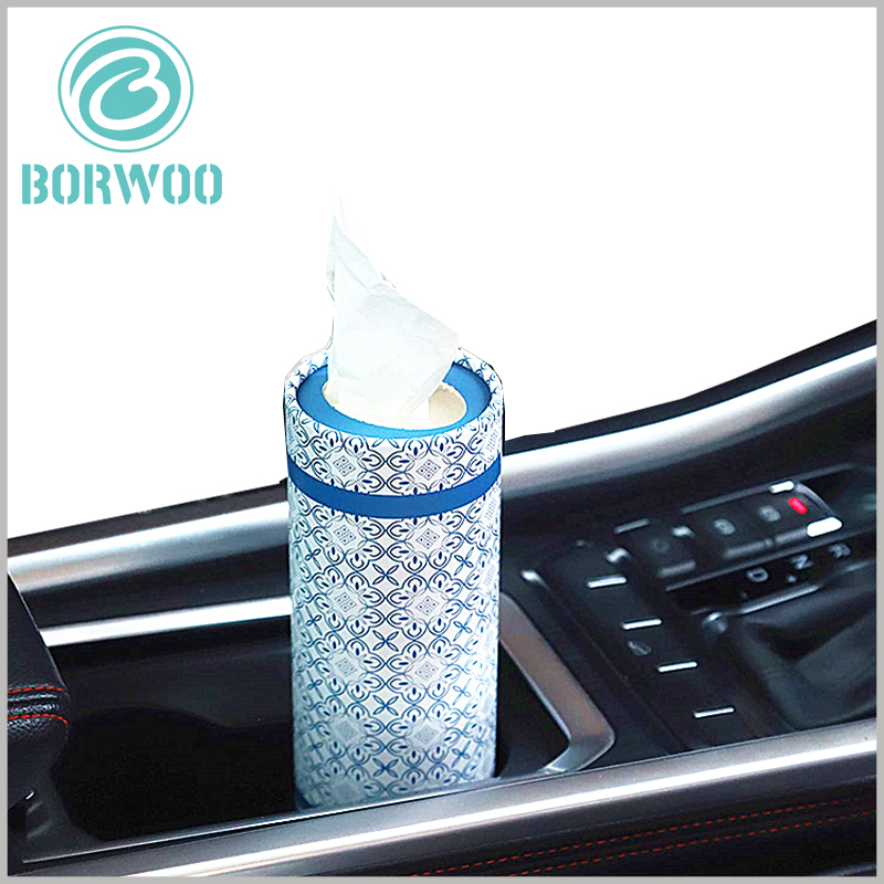 small paper tubes for tissue packaging. Cylindrical tissue packaging is widely used in vehicle-mounted tissues, and can be easily fixed to a specific location on the vehicle.