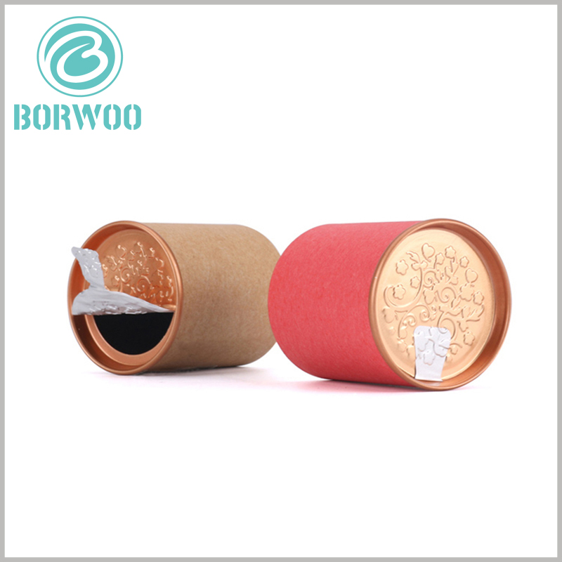 tea tube packaging with easy open aluminium lid.The custom-made paper tube packaging has an easy-to-tear lid on the top, which is helpful to enhance the product experience.