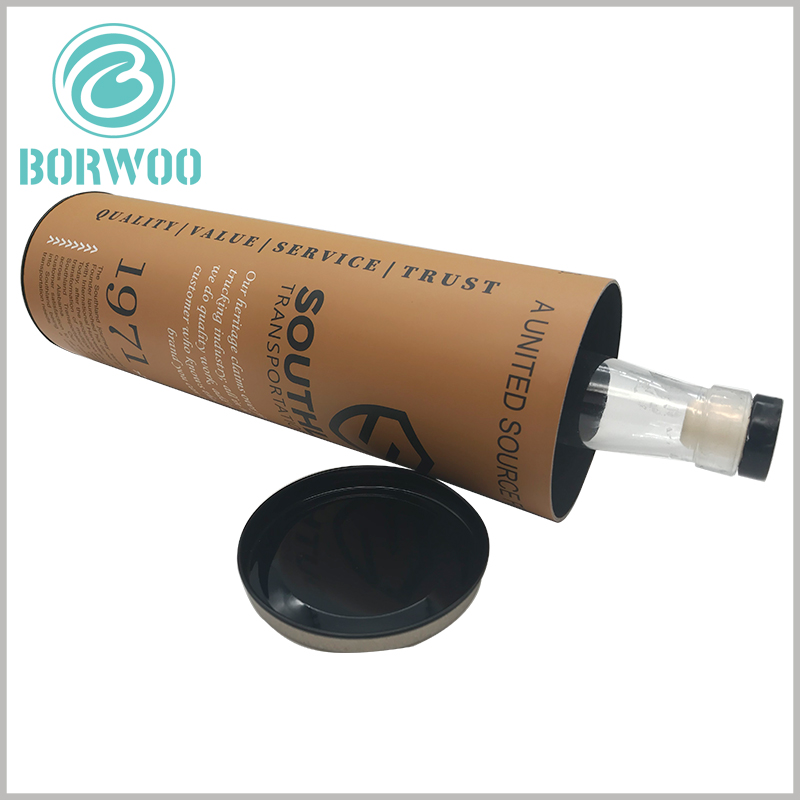 whiskey tube packaging boxes wholesale, the top and bottom of the tube packaging are metal lids