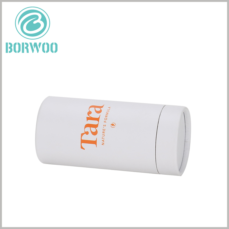 white paper tube packaging boxes with printing.Printing is mainly based on LOGO, which mainly reflects the value of the brand.