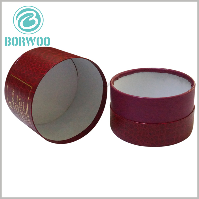 wholesale Litchi pattern leather paper tube packaging.The customized paper tube has aluminum foil inside, which is more conducive to food quality.