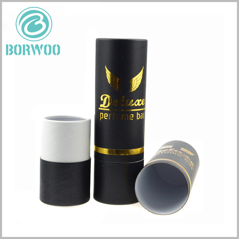 wholesale black cardboard tubes packaging for perfume boxes.small cardboard round boxes with bronzing logo