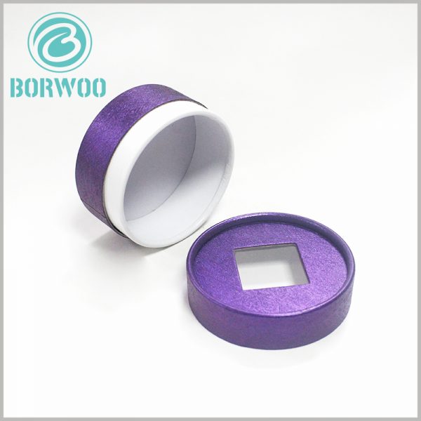 wholesale elegant purple cardboard tube packaging with square windows.High quality product packaging can make the product more valuable.