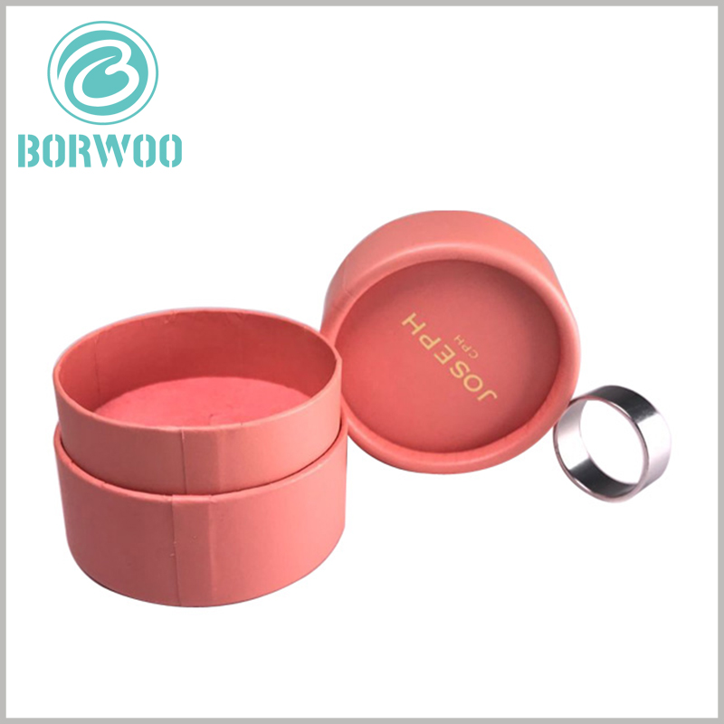 wholesale high quality red cardboard tubes packaging for ring boxes.The packaging top cover with bronzing printed LOGO