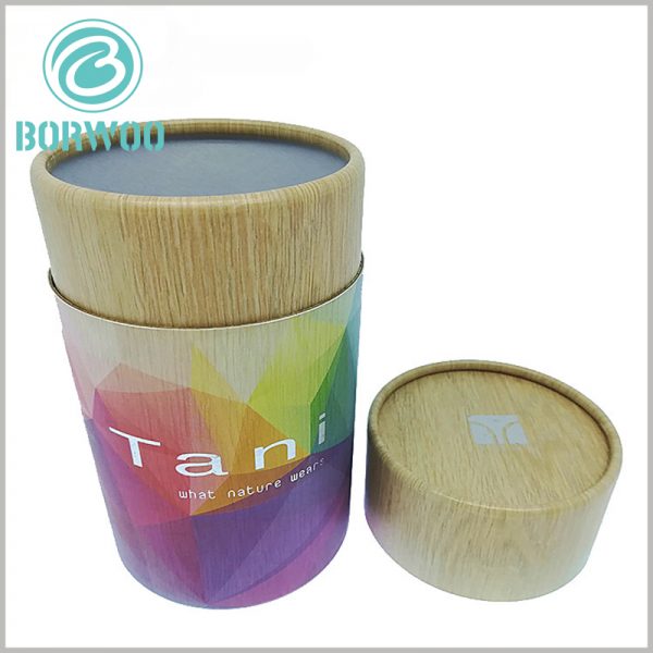 wholesale large cardboard tube packaging boxes.The pattern of the custom packaging is similar to brown wood grain and has a unique appeal.