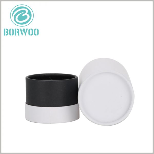 wholesale white paper tube packaging boxes.The inner tube of the package is made of black cardboard as a raw material.